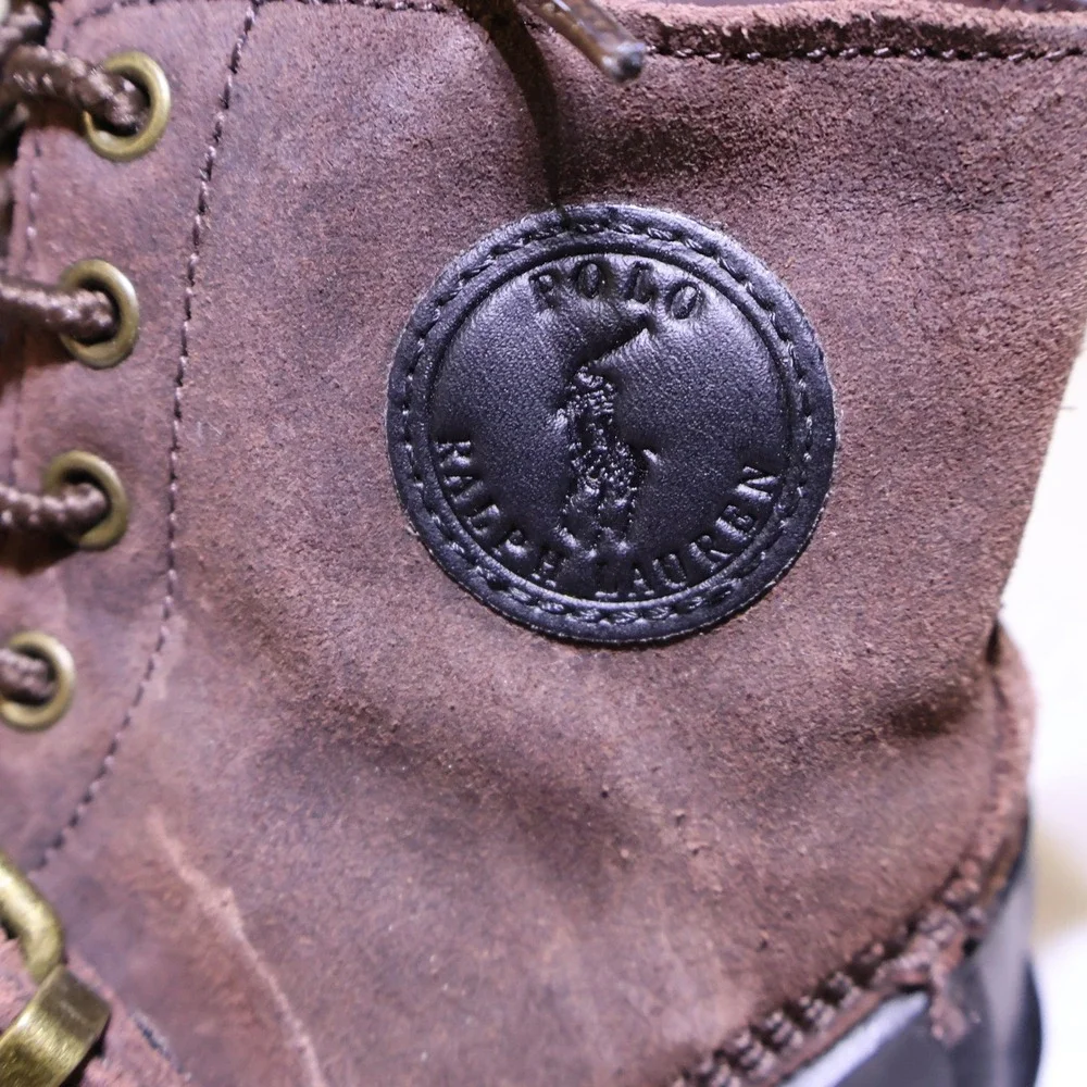 Polo Ralph Lauren Kids 4 Oslo High Duck Boots Brown Suede Buckle